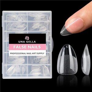 UNA GELLA Short Fake Nails Tips Almond Shape 504PCS Soft Press On Gel Nail Tips